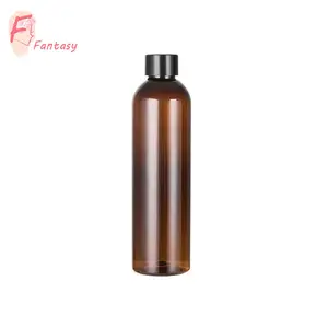 Cylindre rond 200ml 250ml 300ml emballage en plastique PET Recyclable pour cosmétiques bouteilles en plastique ambre