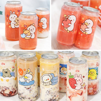 Bouteille de boisson personnalisée en plastique PET transparent, aspect canette de soda en aluminium, OEM, haute qualité, avec bouchon à clapet, impression UV/sérigraphie