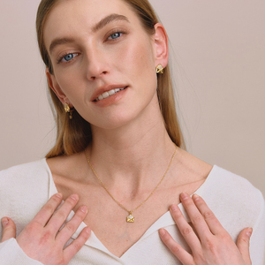 J&D Minimalistische Briefumschlag-Liebeskette mit Ohrringen aus Edelstahl, 18K Vergoldet mit CZ-Steinbesatz, Valentinstagsgeschenk für Frauen - Product Image 5
