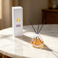 Diffuseur de parfum en verre épais transparent conique, flacon en verre de luxe avec bouchon argenté pour l'aromathérapie à domicile