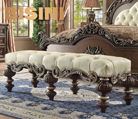Rétro style classique luxe en bois massif grande table à manger table lumineuse maison villa haut de gamme Fine table en bois combinaison