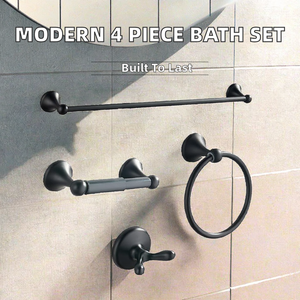 4 Piece Modern Wall Mounted Anodized Finish 304 Stainless Steel <b>Bathroom</b> Hardware <b>Accessories</b> Set - Product Image 2