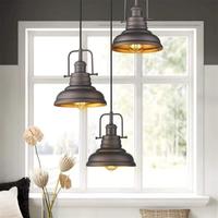 3 lampes suspendues vintage en Bronze frotté à l'huile, éclairage industriel avec ombrage métallique, luminaire de ferme, salle à manger, cuisine, salle à manger