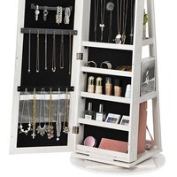 Organisateur rotatif de sol blanc, miroir sur pied en bois, grand cabinet à bijoux en bois