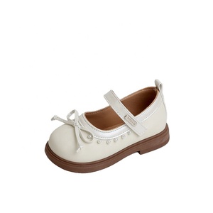 Chaussures pour enfants en cuir PU avec nœud papillon et perles, style Mary Jane, printemps-automne, mode, semelle souple et confortable - Product Image 5