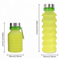 Bouteille d'eau pliable en silicone de qualité alimentaire sans BPA de 550 ml avec logo personnalisé, vente en gros d'usine, bouteilles d'eau de sport pliables