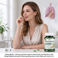 Capsules de Ginkgo Biloba OEM, 90 unités, avec Ginseng Coréen et Crinière de Lion, Complément Alimentaire