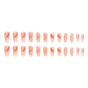 Lot de 24 <span class=keywords><strong>faux</strong></span> <span class=keywords><strong>ongles</strong></span> en ABS, forme amande, réutilisables, avec motifs papillon, pour manucure, <span class=keywords><strong>colle</strong></span> incluse - Product Image 2