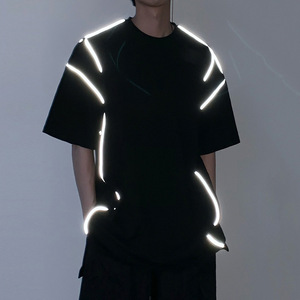 <strong>Custom</strong> Screen Print High Quality Tshirt <strong>Merch</strong> 100% Cotton Heavyweight Drop Shoulder Reflective StreetWear Oversized Men T Shirts - Product Image 1