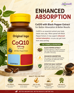 Cápsulas de Coenzima CoQ10 y Vitamina E de Marca Privada, Antioxidante Natural, Suplemento para el Bienestar Cardiovascular Celular - Product Image 5