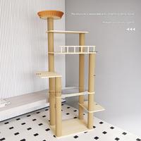 Torre para Gatos Grande con Cama Tejida, Cápsula Transparente, Barandilla de Seguridad y Postes Rascadores de Cuerda de Cáñamo para Familias con Múltiples Gatos