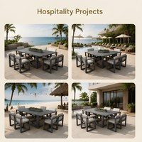 Ensemble de table et de chaises de salle à manger en aluminium d'extérieur, de haute qualité, imperméable, meubles de patio pour villa, hôtel, cour, jardin