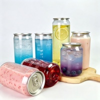 Offre Spéciale – Bocaux PET jetables à logo imprimé avec anneau de fermeture, ouverture facile pour sodas, café, thé, jus, eau minérale, et canettes à emporter