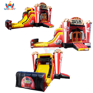 Château gonflable à thème soirée cinéma avec toboggan - <span class=keywords><strong>Maison</strong></span> de jeu gonflable cinéma popcorn pour enfants, fête commerciale en plein air - Product Image 1