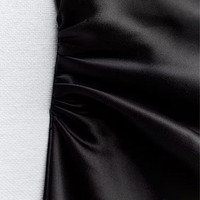 Robe Midi Femme ZATRHMBM, Nouvelle Collection 2024, Texture Soie Satinée, Rétro Noire Sans Manches