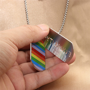 Men's <b>Titanium</b> Steel Letter Pendant Necklace Rainbow Equality Dog Tag <b>Chain</b> Gift Jewelry 280636 - Product Image 3
