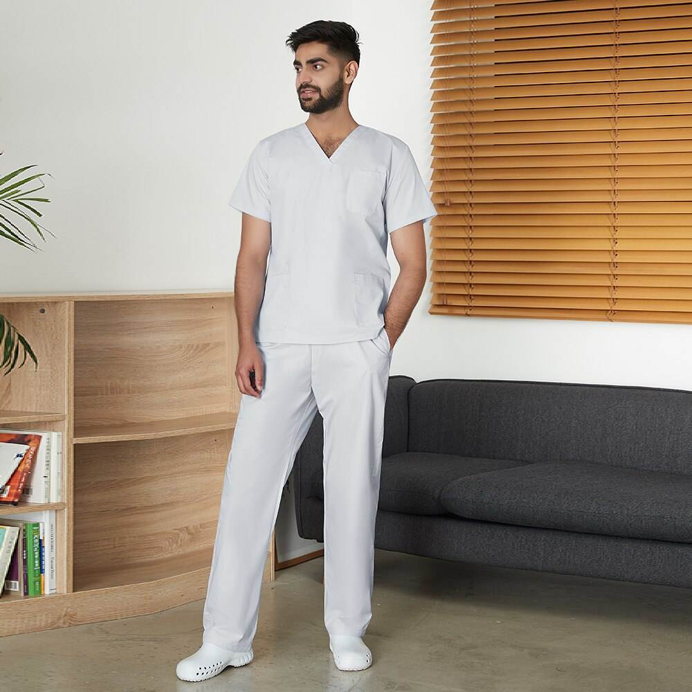 OEM Male Nurse White Uniform Designs High Quality Sets