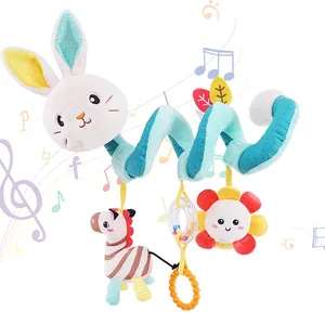 Sozzy music-asiento de conejo de felpa, cuna, otro cochecito suave educativo que cuelga en espiral, juguetes para bebé
