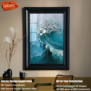 Stampa su <span class=keywords><strong>Tela</strong></span> di Onde Oceaniche Astratte e Texturizzate, Decorazione Murale, Dipinto a Olio 3D Personalizzato di Paesaggio Costiero - Product Image 2
