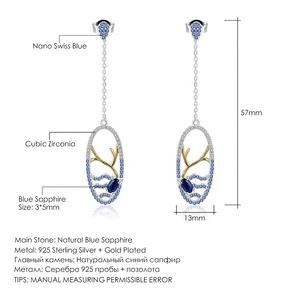 C8124 Abiding Factory Naturel Bleu Gemme Ovale Boucles D'oreilles Plaqué Or Bijoux Pave CZ 925 Sterling Silver Boucles D'oreilles Pour Femmes - Product Image 6