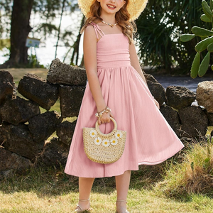 Vestido de Verano para Niñas 2026, Nuevo Modelo, Vestido con Tirantes <span class=keywords><strong>y</strong></span> Lazo, Casual, Sin Mangas, con Volantes, para Fiestas de Cumpleaños - Product Image 4