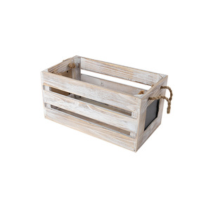 Caja de almacenamiento de madera con marco de listones estilo retro, con asa, forma rectangular, adecuada para exhibición en supermercados. - Product Image 2