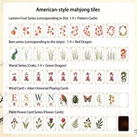 Set Mahjong Mewah Ubin Cokelat Bermotif Marmer Amerika, Set Mahjong Botani 160 Buah, Hadiah