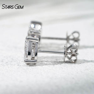 Boucles d'oreilles en or blanc 10K avec diamants de 2 carats, taille poire et ovale, diamants de laboratoire DEF VS, certificat IGI, boucles d'oreilles en or et diamants. - Product Image 2