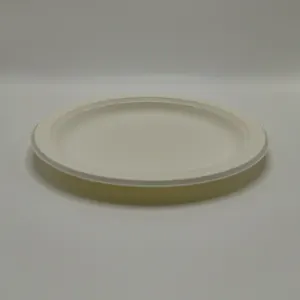 Customizable 9" Greaseproof And Microwavable Disposable Compostable Cornstarch Paper Round Plates 9 Inch