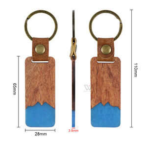 Nouvelle impression en bois résine porte-clés mode sac pendentif époxy bois puce Bracelet porte-clés - Product Image 5