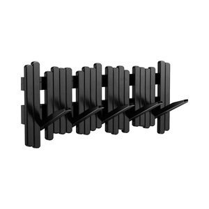 Perchero de pared simple con 5 ganchos abatibles hacia abajo para sala de estar y entrada. - Product Image 1