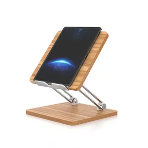 태블릿 스탠드 휴대 전화 스탠드 조절 나무 높이 전화 태블릿 스탠드