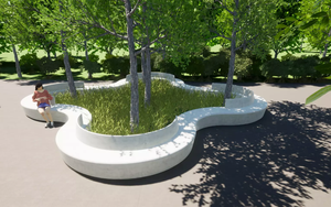 GRC Tree Pit <b>Benches</b> Fiberglass Modern Landscape Seating Outdoor Patio <b>Bench</b> Contemporary Design Durable outdoor furnitures - Product Image 2
