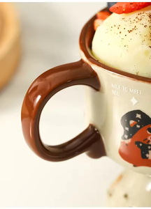 Tasse à thé en céramique vintage de style japonais avec motif de chat de dessin animé, 265 ml - Passe au micro-ondes et au lave-vaisselle, réutilisable pour les desserts et les glaces - Product Image 6