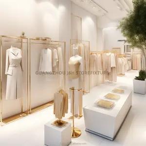 Retail Store Decoration Design Customized Display Rack for Clothing Store Front Decor Fashion Modern Bridal Shop Furniture Decor