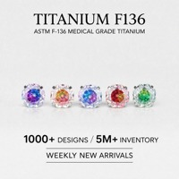 Clous de piercing labret à dos plat filetés intérieurement en titane ASTM F136 pour lèvre, cartilage, oreille et corps