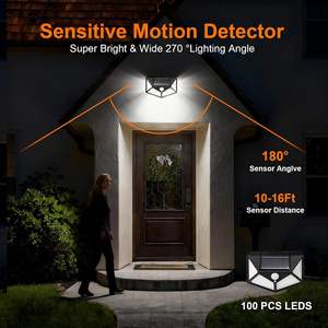 Lampes solaires murales à détecteur de mouvement pour jardin, haute qualité, prix bas, 10 mètres, 100 pièces, 100 LED, étanches, 75 ABS IP65 - Product Image 5