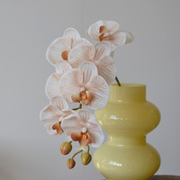 Dekorasi Rumah Bunga Artificial 9-7 Tangkai Anggrek Phalaenopsis Gaya Wabi-Sabi Sentuhan Realistis Film Dekorasi Meja Hotel PVC 3D