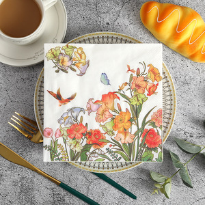 Serviettes de table <span class=keywords><strong>en</strong></span> <span class=keywords><strong>papier</strong></span> à fleurs papillon style Ins Décorations de table Serviettes jetables de fête d'anniversaire de style campagnard écologique - Product Image 1