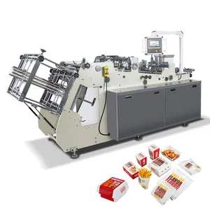 Automatic 800PLUS High efficiency burger french fries box making machine with glue option device