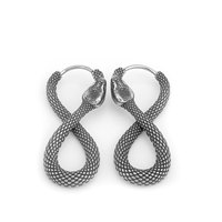 Boucles d'oreilles créoles en acier inoxydable, style punk européen et américain, serpent roi, boucle facile, bijoux d'oreille unisexe