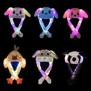 Кавайская шляпа с движущимися ушками кролика, светящаяся плюшевая шляпа, милые забавные кроличьи уши, игрушечная шляпа, Детские Рождественские подарки для подруг - Product Image 1