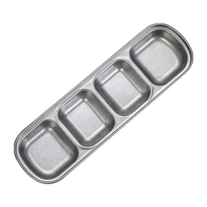 Stainless Steel Condiment Dish Rectangle Two Three Compartment Easy Clean For Hotel Camping - Product Image 3
