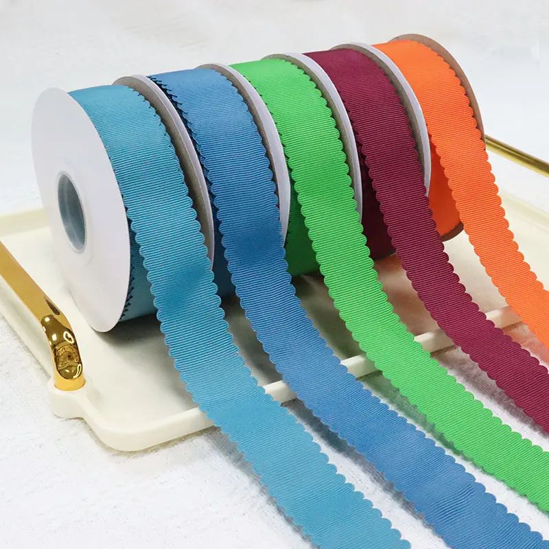 Tùy Chỉnh Màu Rắn Grosgrain Ribbon Ren Cắt Tỉa Băng Polyester Lụa Ribbon