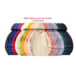 Fábrica Personalizado sopro impressão logotipo 100% algodão Heavyweight crewneck camisola terry francês Pullover Oversize Plain hoodies dos homens