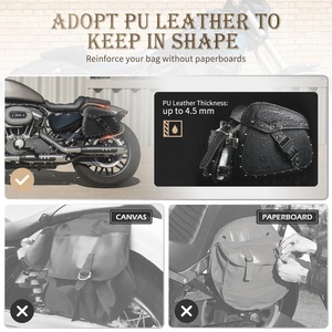 NiceCNC 2 pièces Sacs latéraux universels en cuir PU pour <span class=keywords><strong>moto</strong></span> avec serrure à combinaison Bagages Panier - Product Image 3