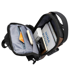 Fashion Chest Bag Black Gray Brown Color Blocking Wear Resistant Everyday Outfits Men's Shoulder Bag - Product Image 4