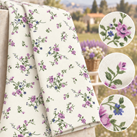 Tissu en coton imprimé numérique personnalisé motif floral anglais raffiné, doux, 140 g/m², pour robes, chemisiers et quilting