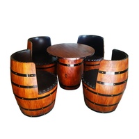 Meuble de table en bois baril de 101cm avec tabourets