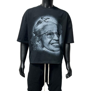 T-shirt personnalisé surdimensionné et court, 100% coton, imprimé DTG, col rond, manches courtes, streetwear - Product Image 1